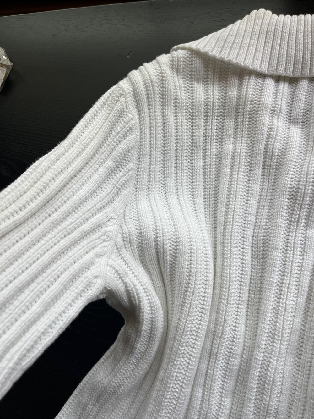 Chaps White 100% Cotton Ribbed Button-Up Cardigan Sweater Large L  - Picture 8 of 16